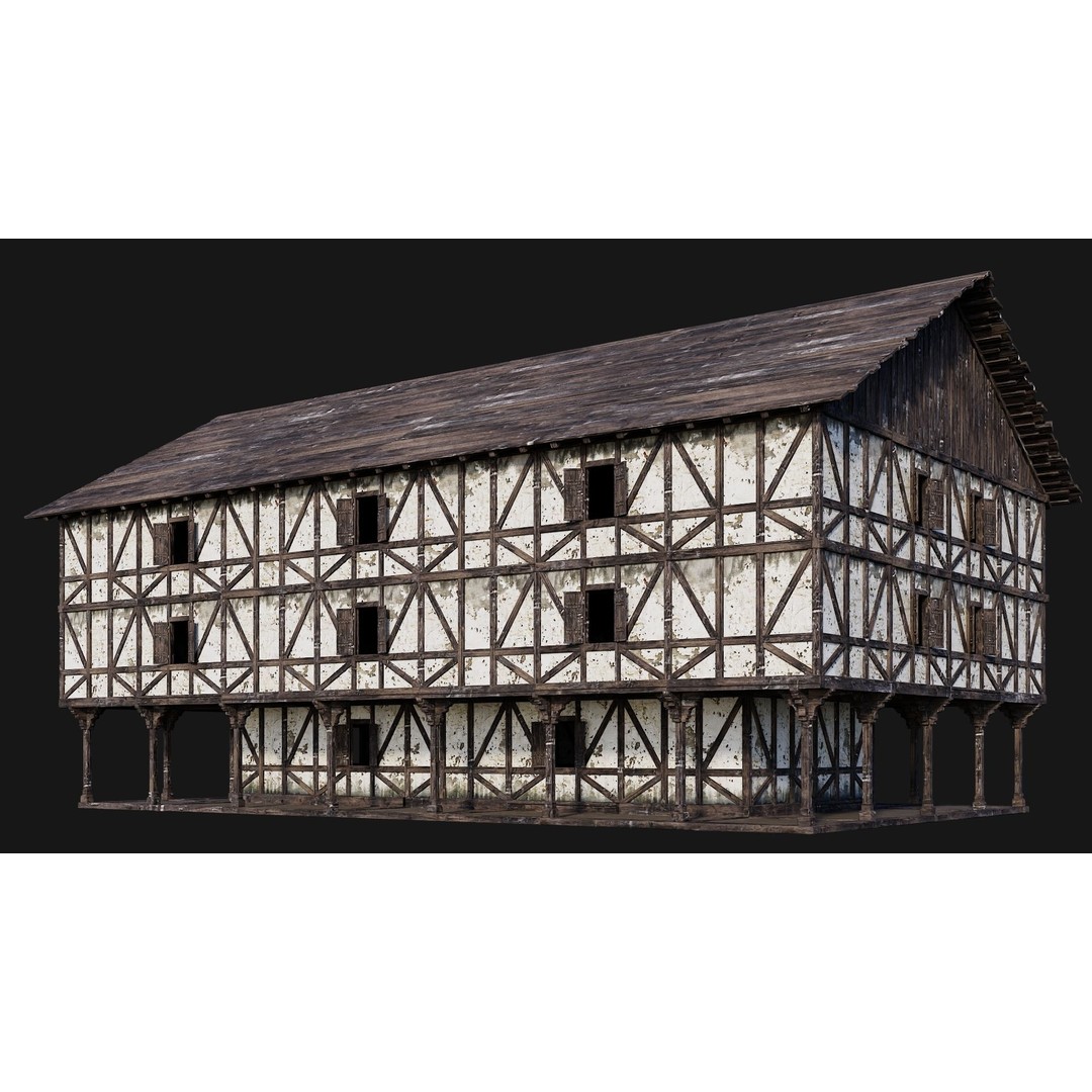 Old Medieval House 3D Model – Low Poly Game Ready Asset, FBX, OBJ - View 10