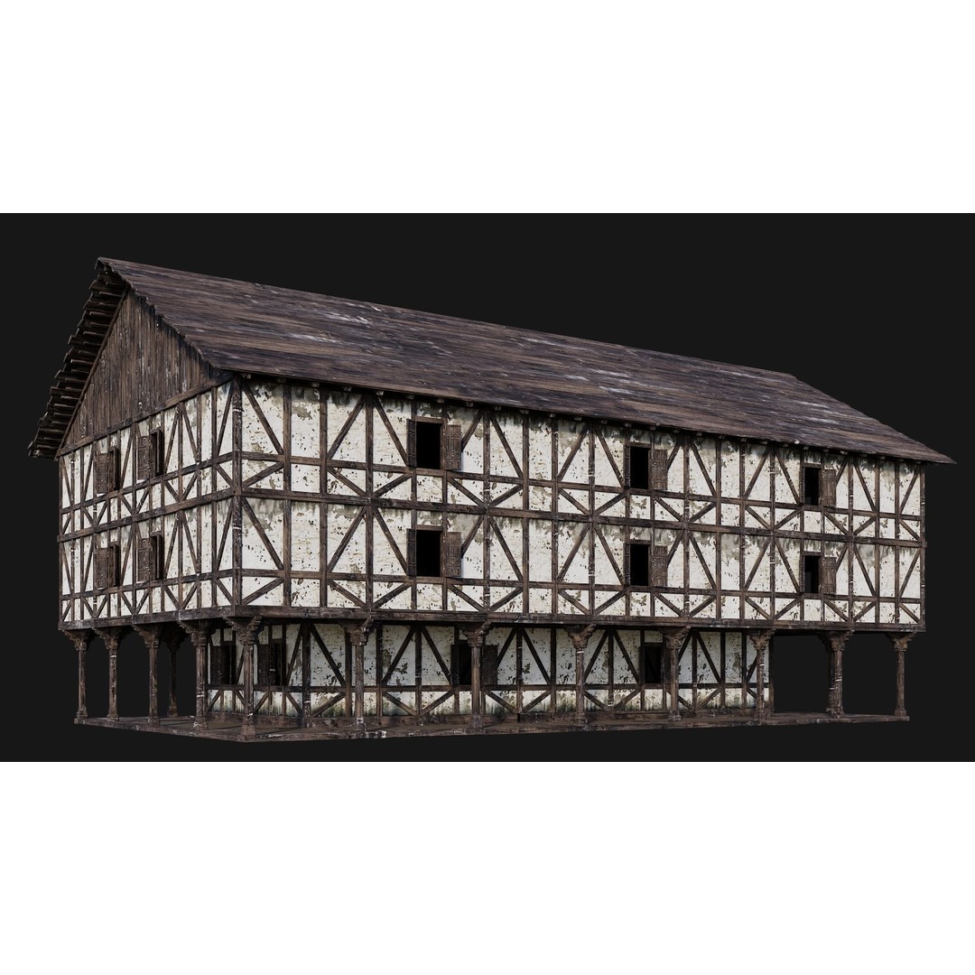 Old Medieval House 3D Model – Low Poly Game Ready Asset, FBX, OBJ - View 11