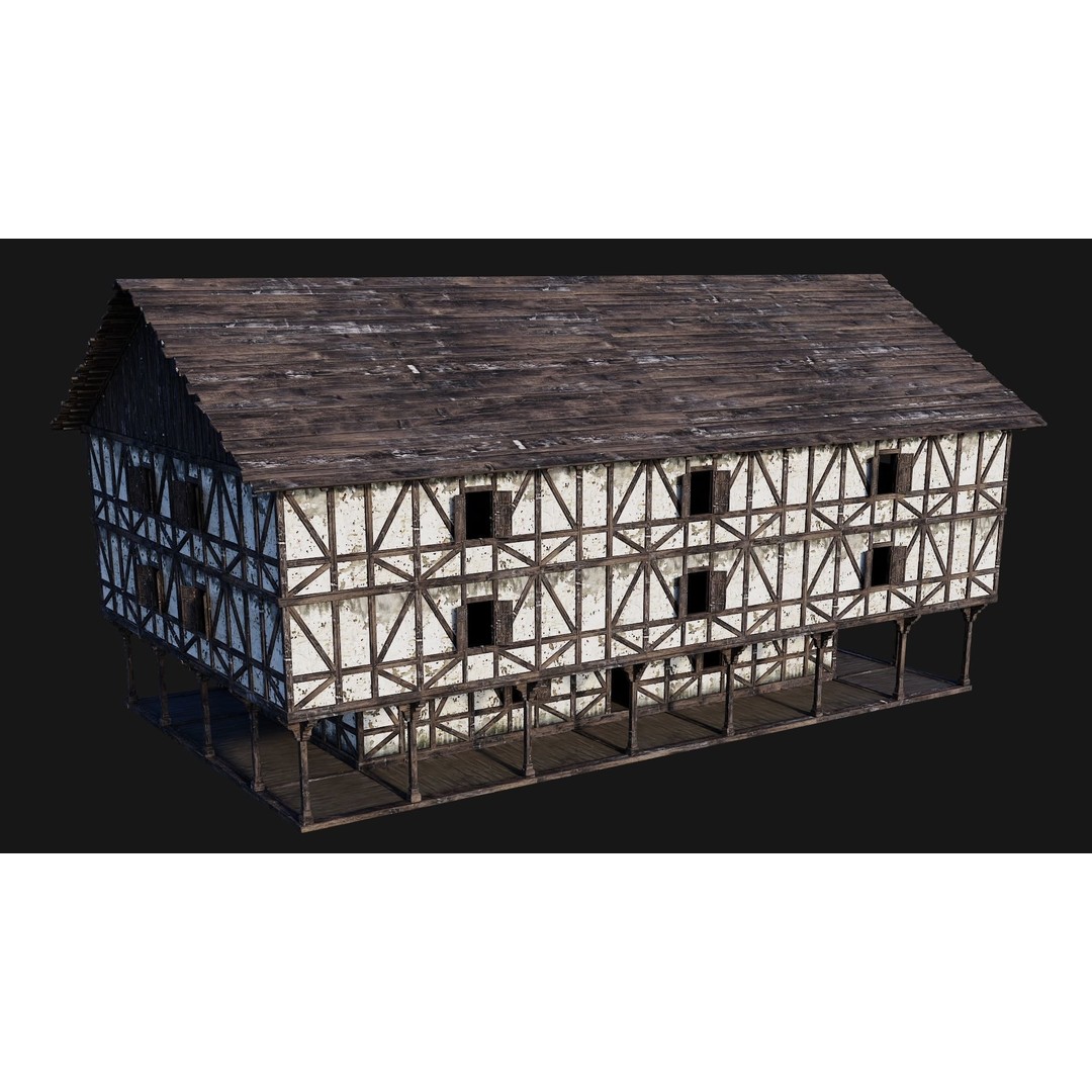 Old Medieval House 3D Model – Low Poly Game Ready Asset, FBX, OBJ - View 12