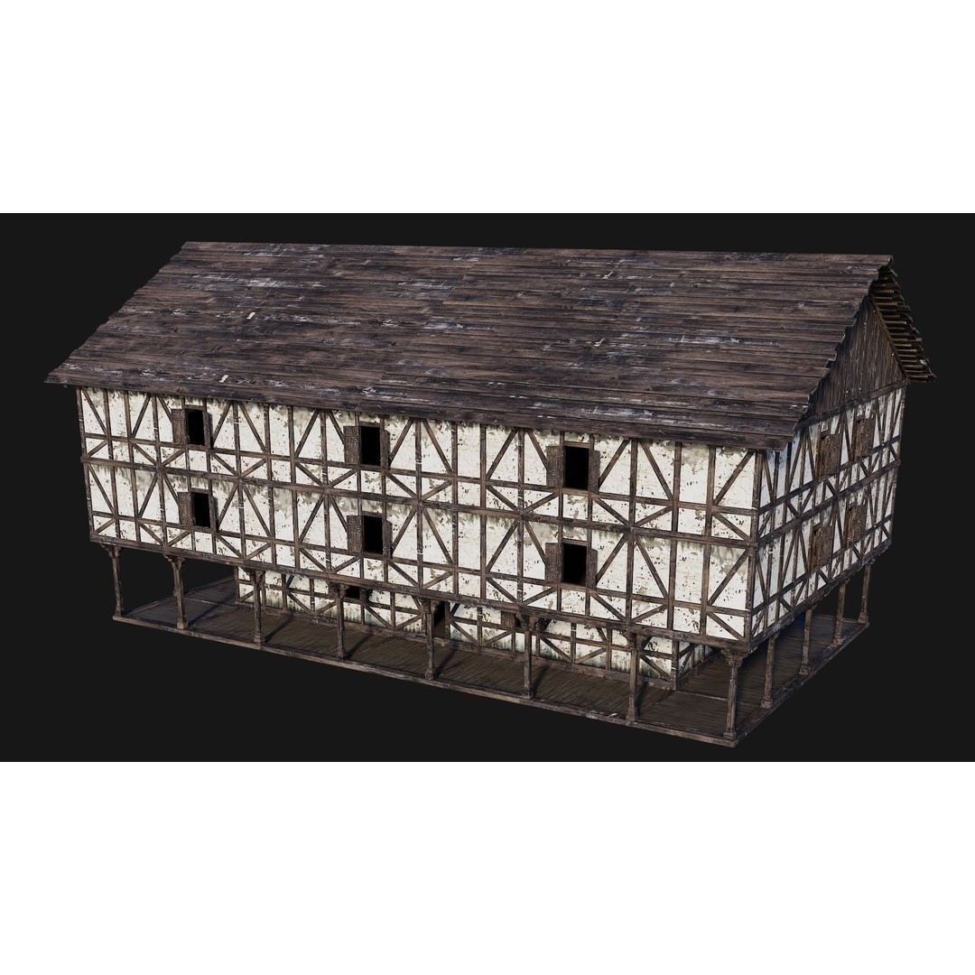 Old Medieval House 3D Model – Low Poly Game Ready Asset, FBX, OBJ - View 13