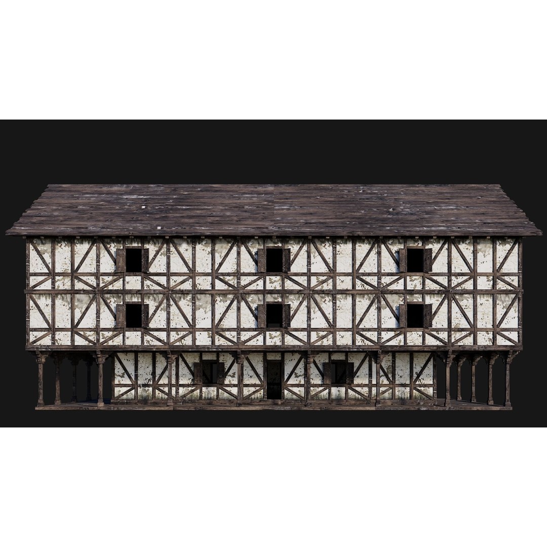 Old Medieval House 3D Model – Low Poly Game Ready Asset, FBX, OBJ - View 4