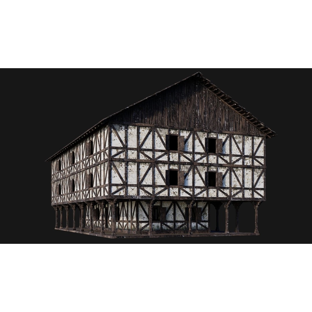 Old Medieval House 3D Model – Low Poly Game Ready Asset, FBX, OBJ - View 5