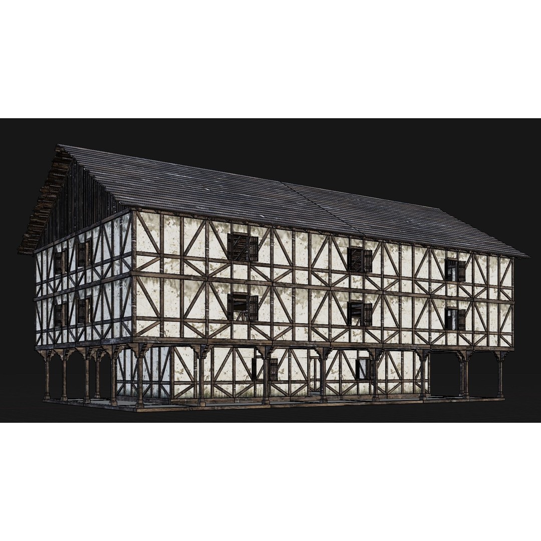 Old Medieval House 3D Model – Low Poly Game Ready Asset, FBX, OBJ - View 7