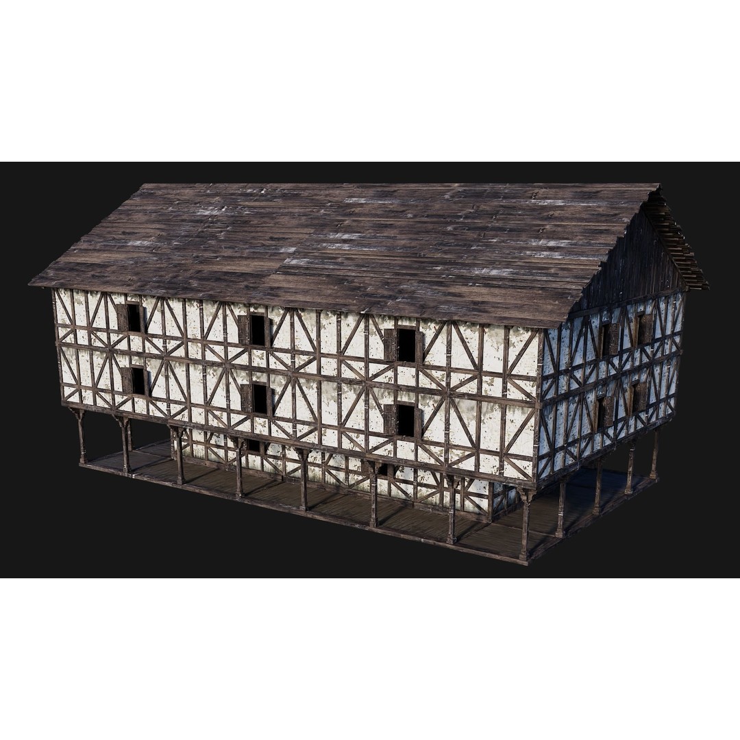 Old Medieval House 3D Model – Low Poly Game Ready Asset, FBX, OBJ - View 8