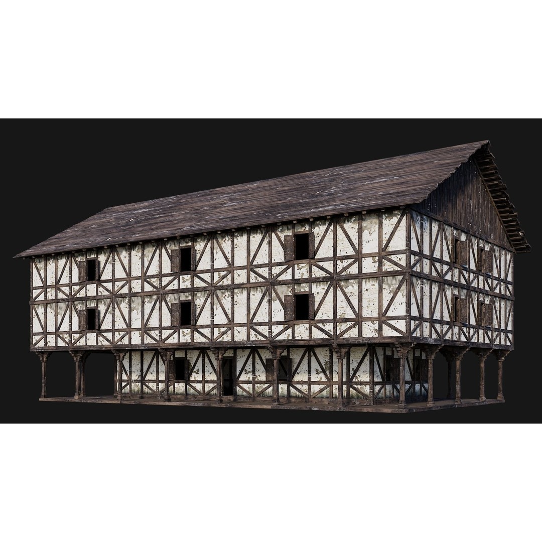 Old Medieval House 3D Model – Low Poly Game Ready Asset, FBX, OBJ - View 9