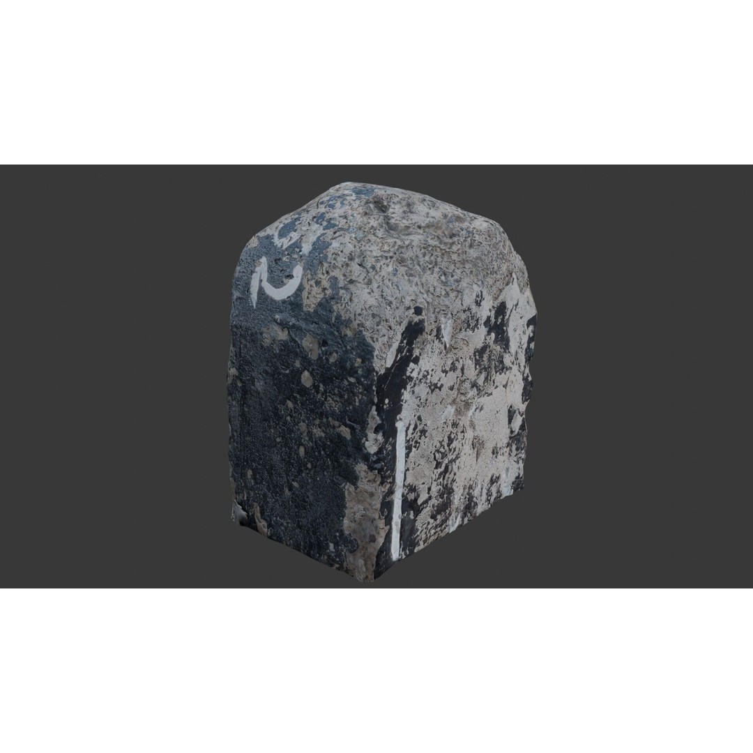 Weathered Concrete Block 3D Model – Low Poly Urban Asset, FBX - View 3