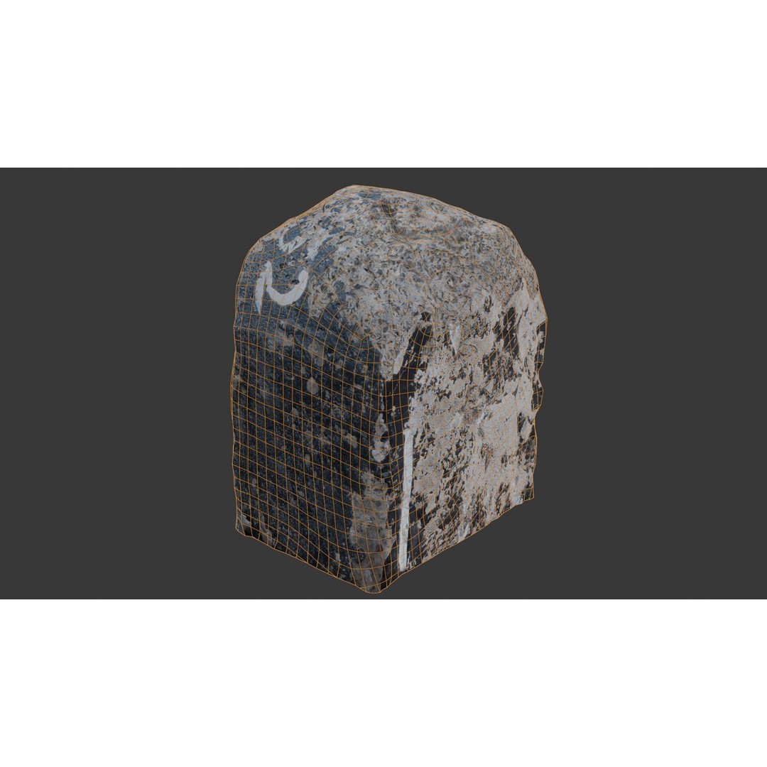 Weathered Concrete Block 3D Model – Low Poly Urban Asset, FBX - View 4