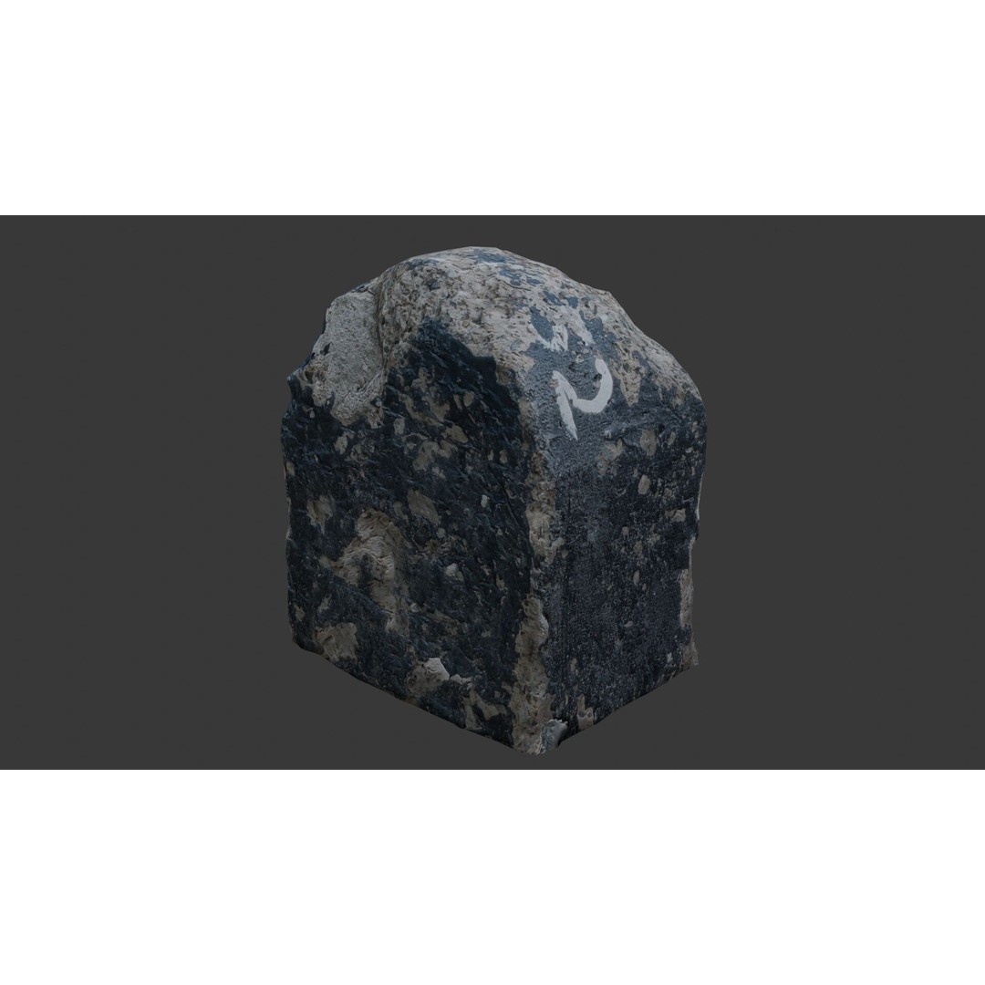 Weathered Concrete Block 3D Model – Low Poly Urban Asset, FBX - View 6