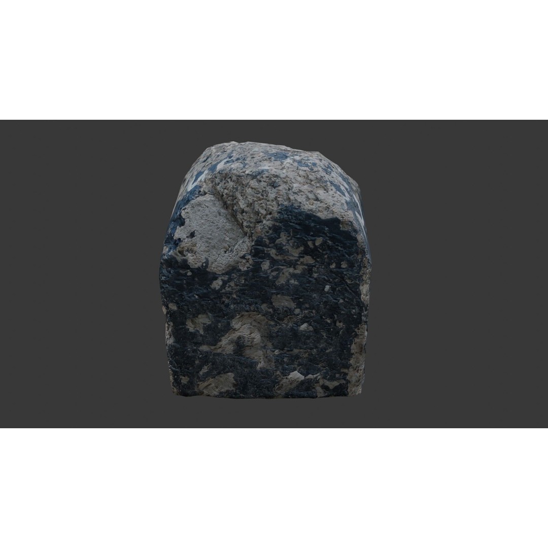 Weathered Concrete Block 3D Model – Low Poly Urban Asset, FBX - View 7
