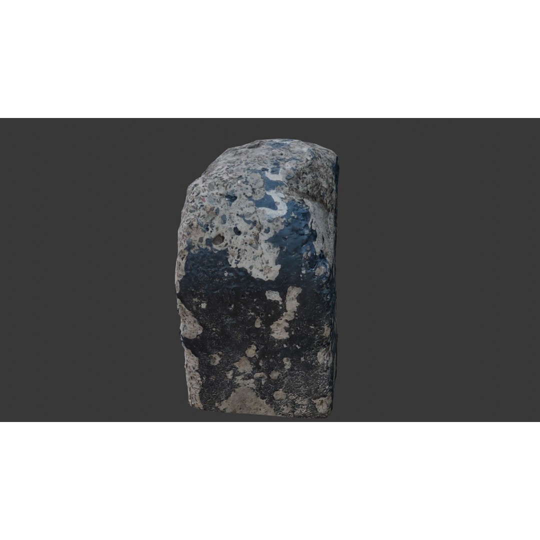 Weathered Concrete Block 3D Model – Low Poly Urban Asset, FBX - View 8