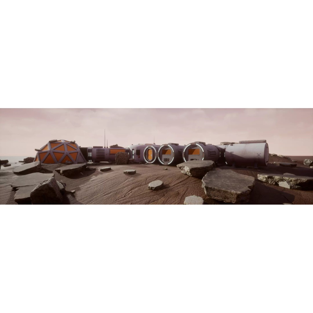 Mars Colony 3D Model – Low Poly Unreal Engine Asset, PBR Textures - View 2