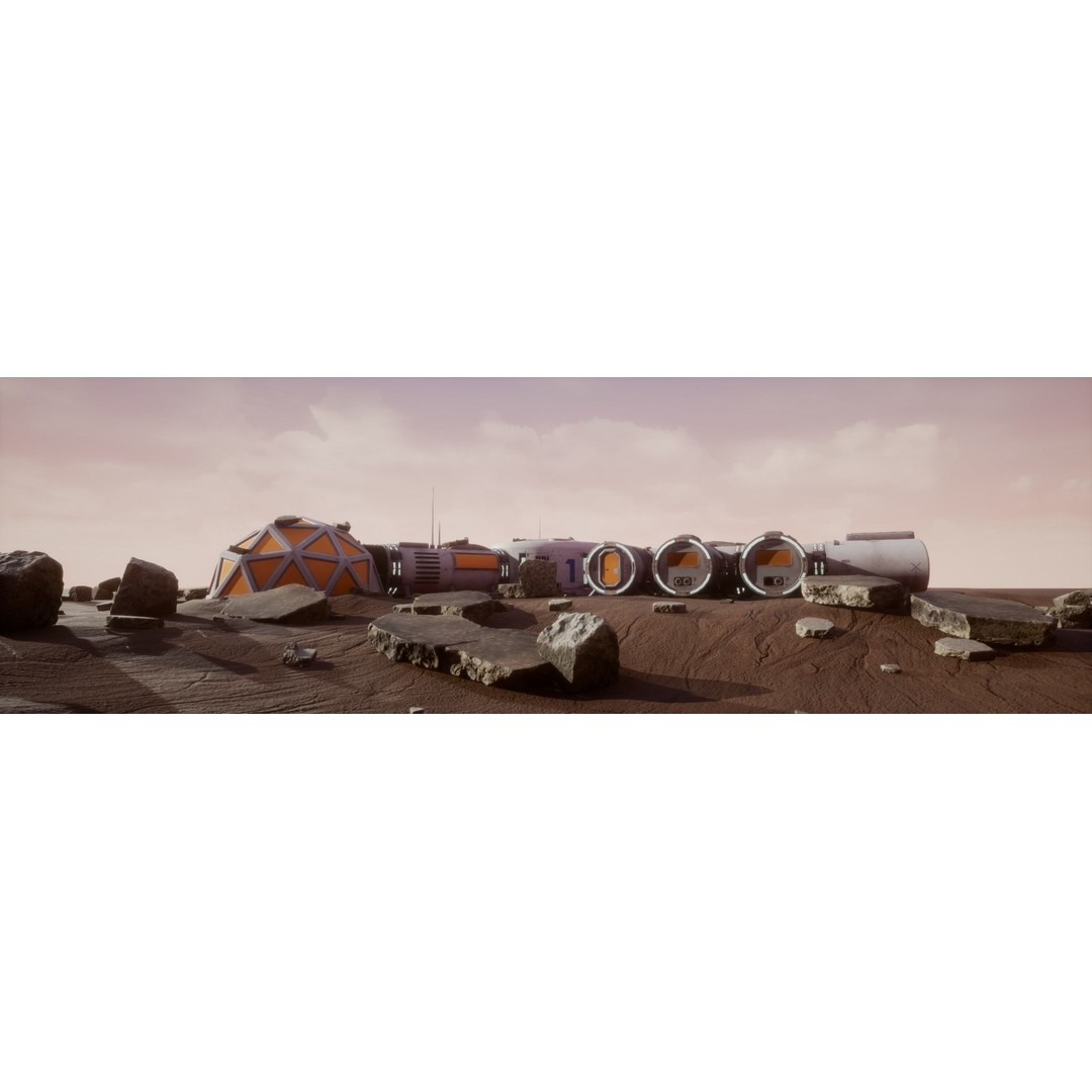 Mars Colony 3D Model – Low Poly Unreal Engine Asset, PBR Textures - View 3