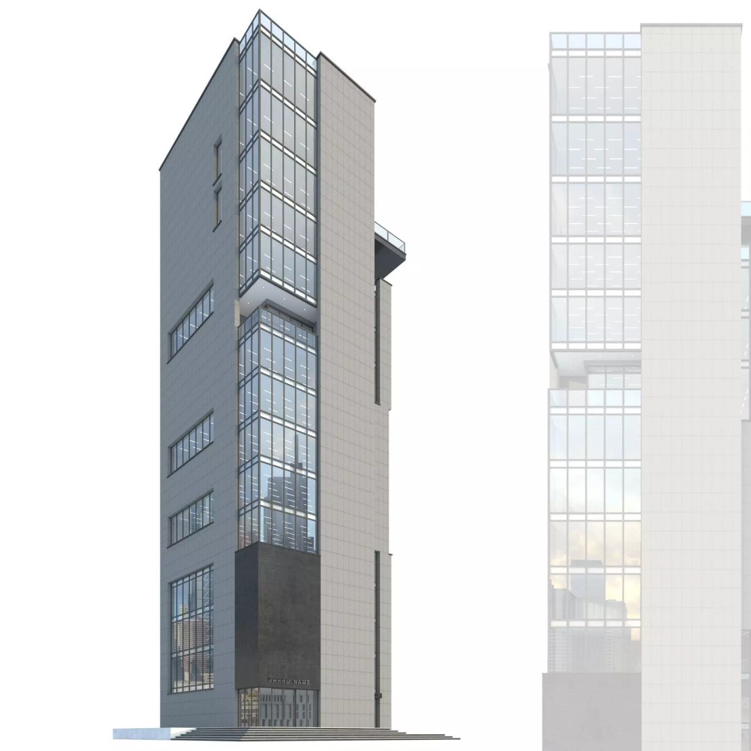 High-Rise Office Building 3D Model – Low Poly Architectural Asset, FBX - View 2