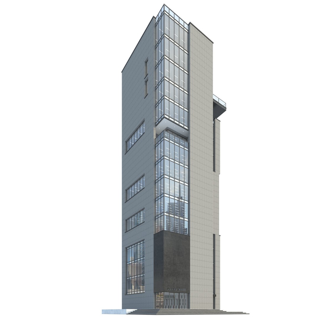 High-Rise Office Building 3D Model – Low Poly Architectural Asset, FBX - View 3