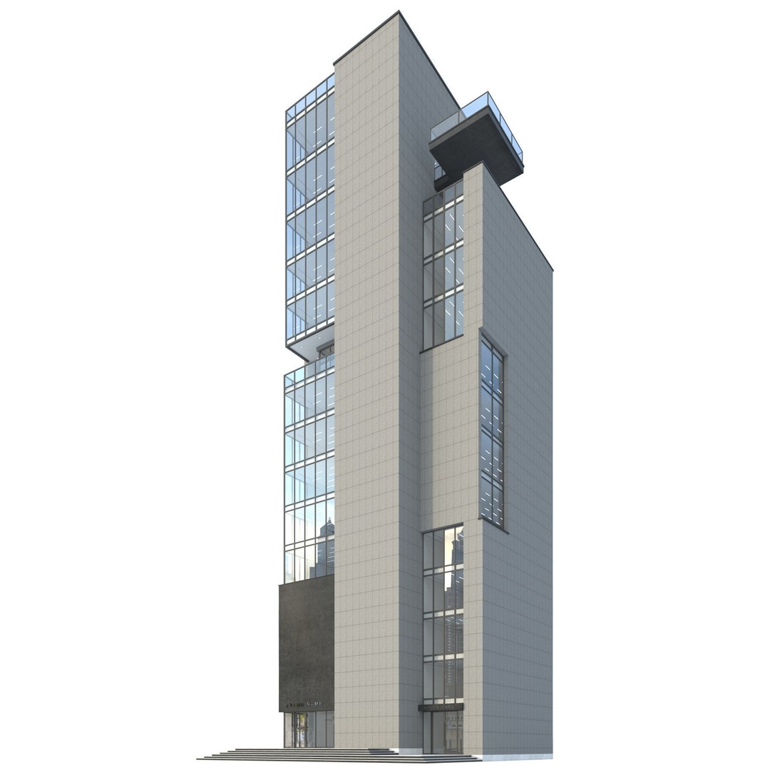 High-Rise Office Building 3D Model – Low Poly Architectural Asset, FBX - View 6