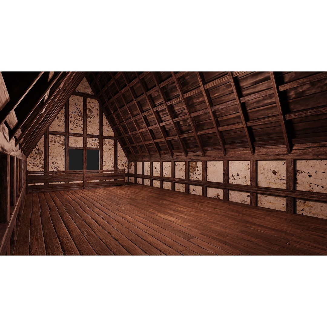 Old Medieval Buildings 3D Model – Low Poly Game Ready, FBX, PBR Textures - View 23