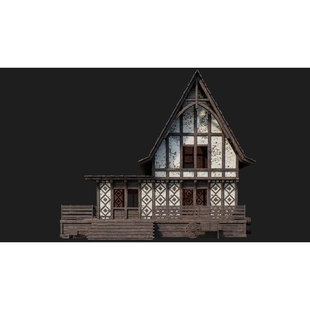 Old Medieval Buildings 3D Model – Low Poly Game Ready, FBX, PBR Textures - View 39