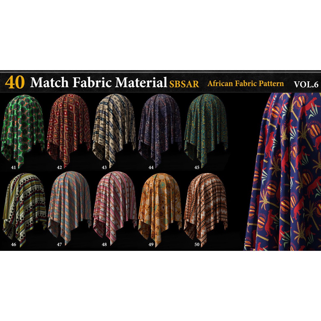40 Match Fabric Materials 3D Model – Versatile SBSAR Textures for Game Development - View 6