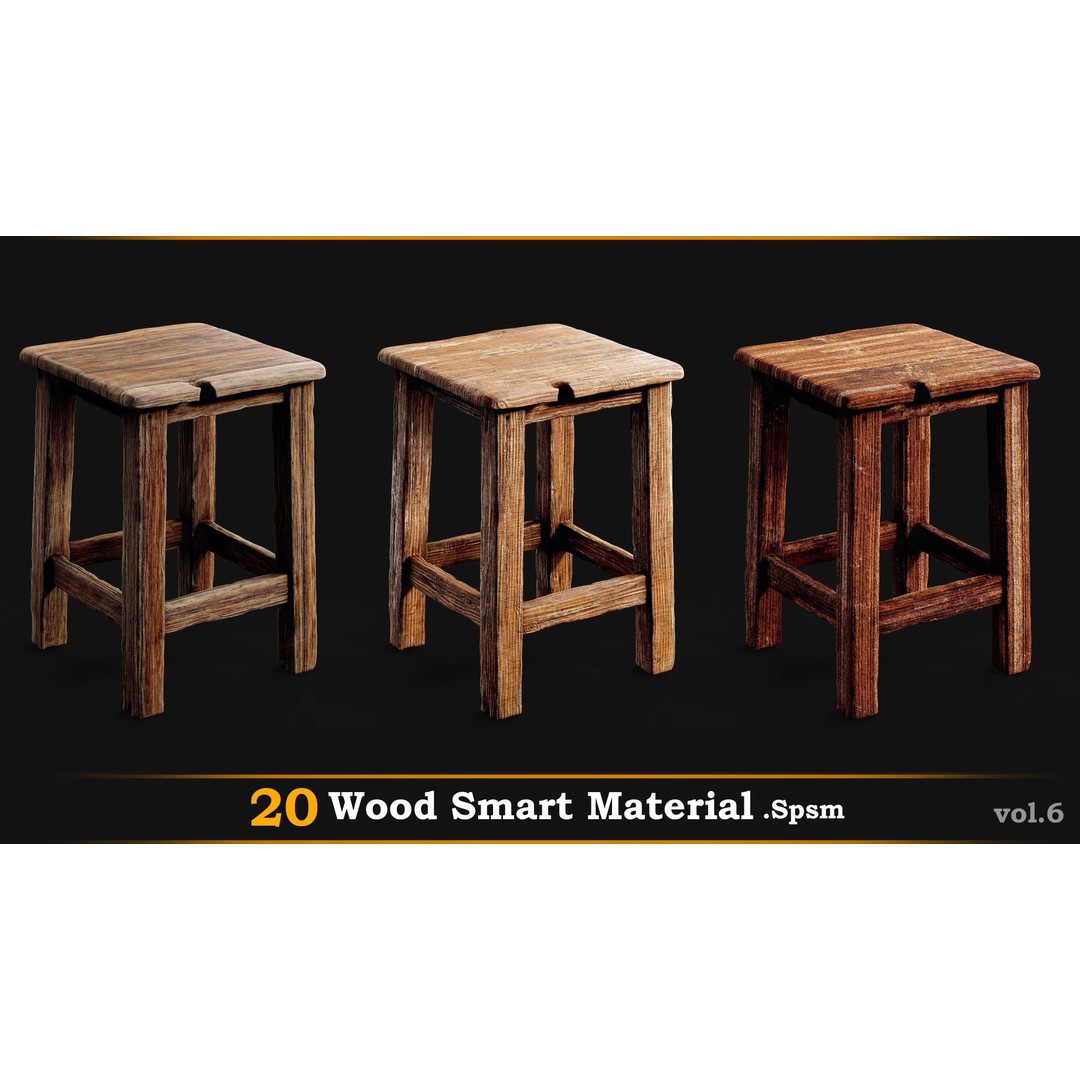 Wood Smart Materials 3D Model – 20 Unique Textures for Games - View 3