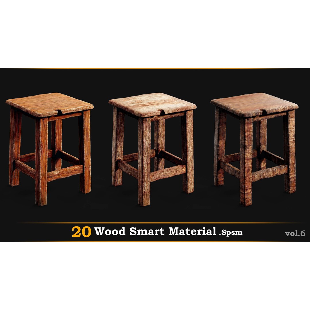 Wood Smart Materials 3D Model – 20 Unique Textures for Games - View 4