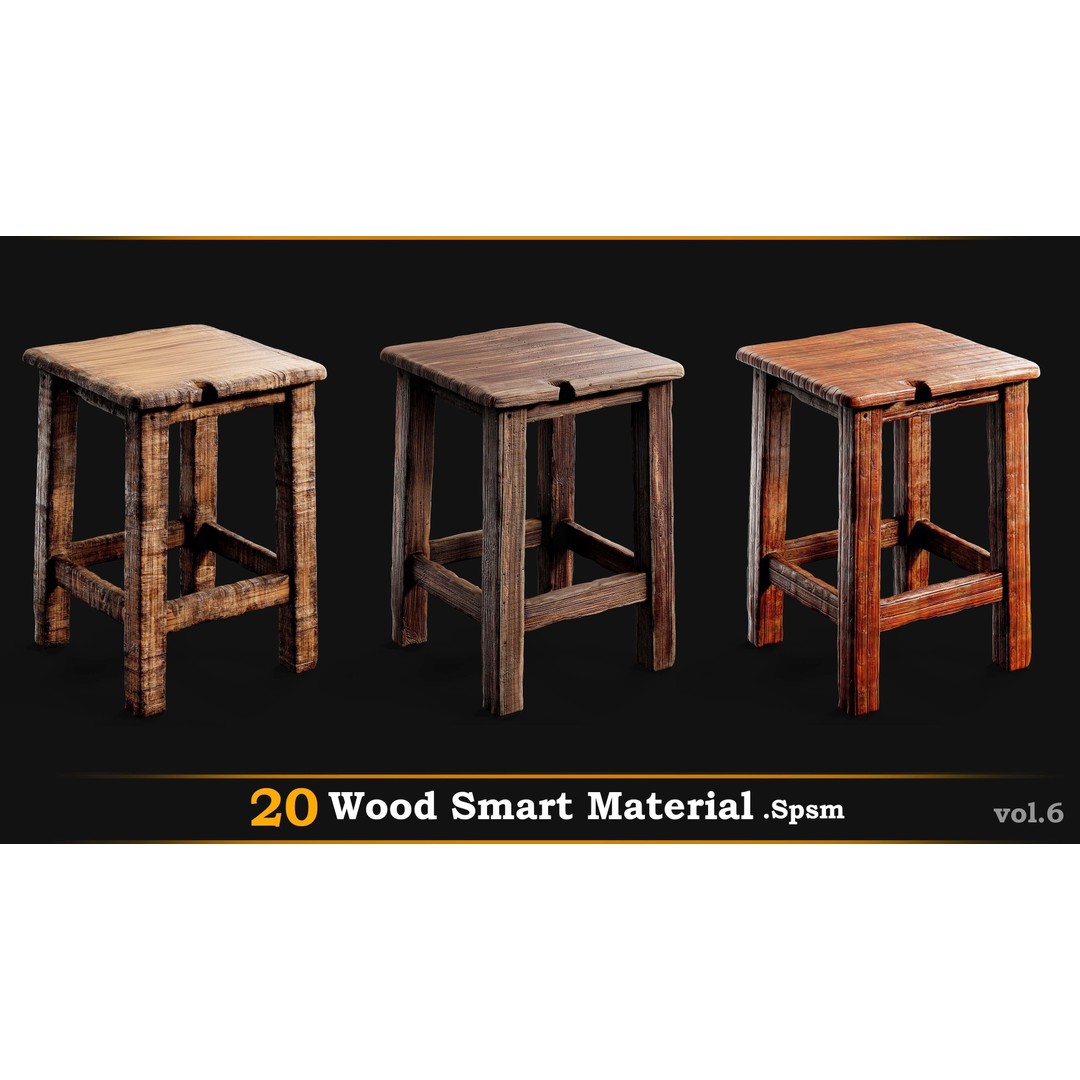 Wood Smart Materials 3D Model – 20 Unique Textures for Games - View 5