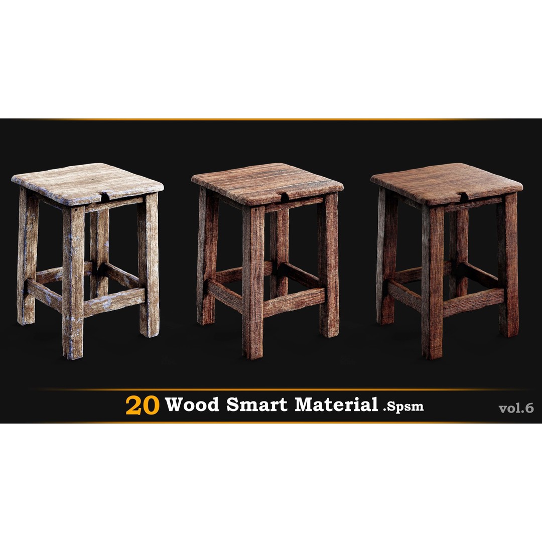 Wood Smart Materials 3D Model – 20 Unique Textures for Games - View 6