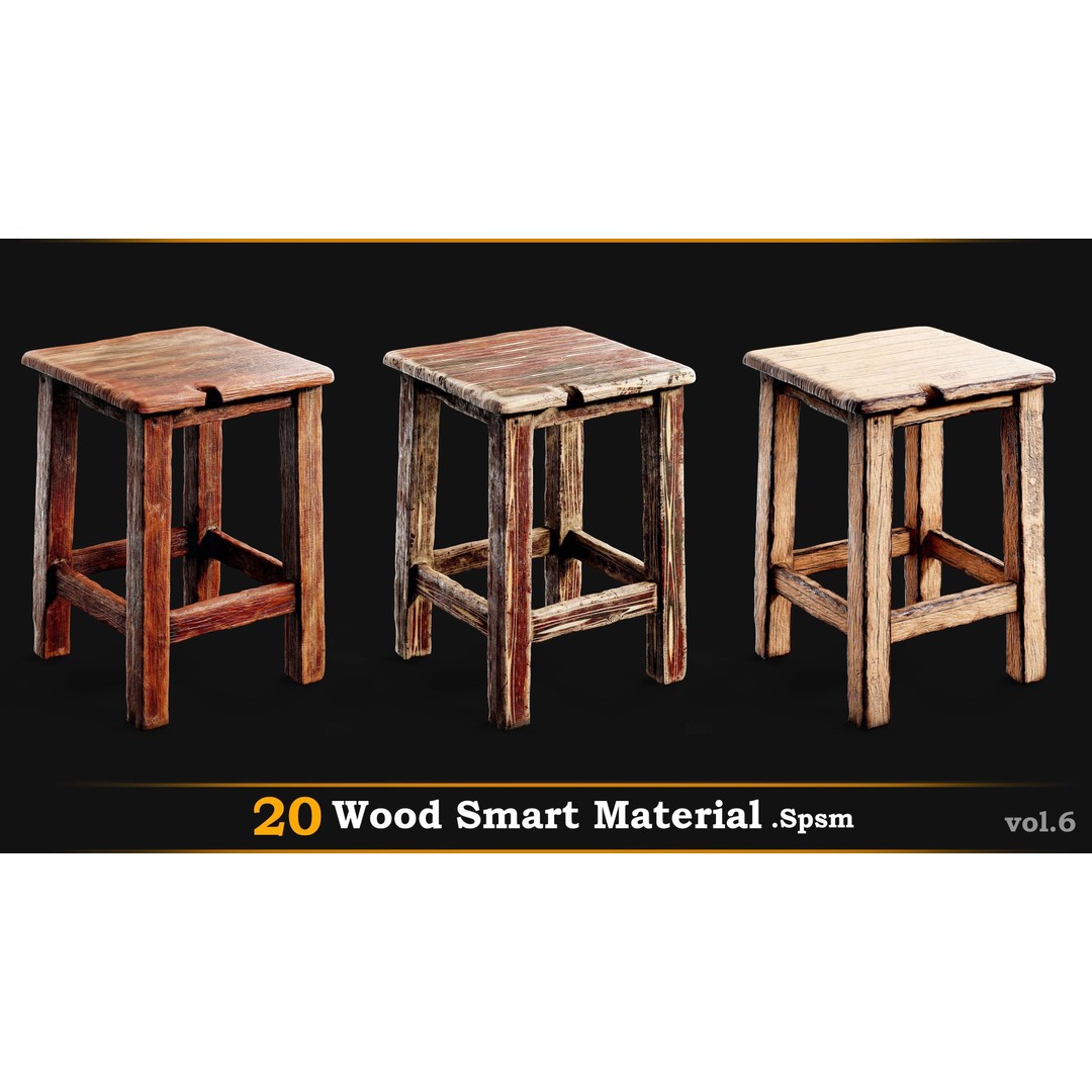 Wood Smart Materials 3D Model – 20 Unique Textures for Games - View 7