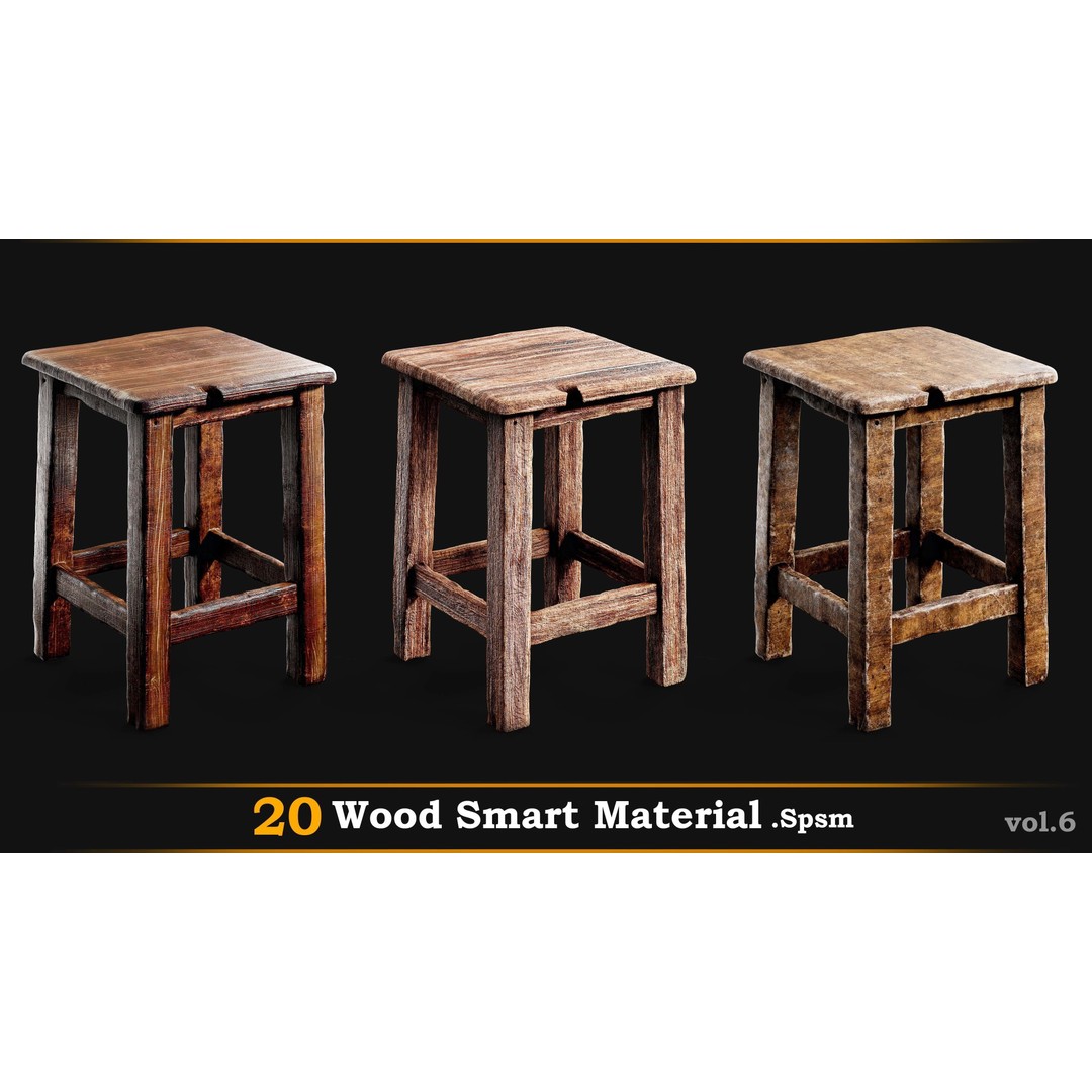 Wood Smart Materials 3D Model – 20 Unique Textures for Games - View 8