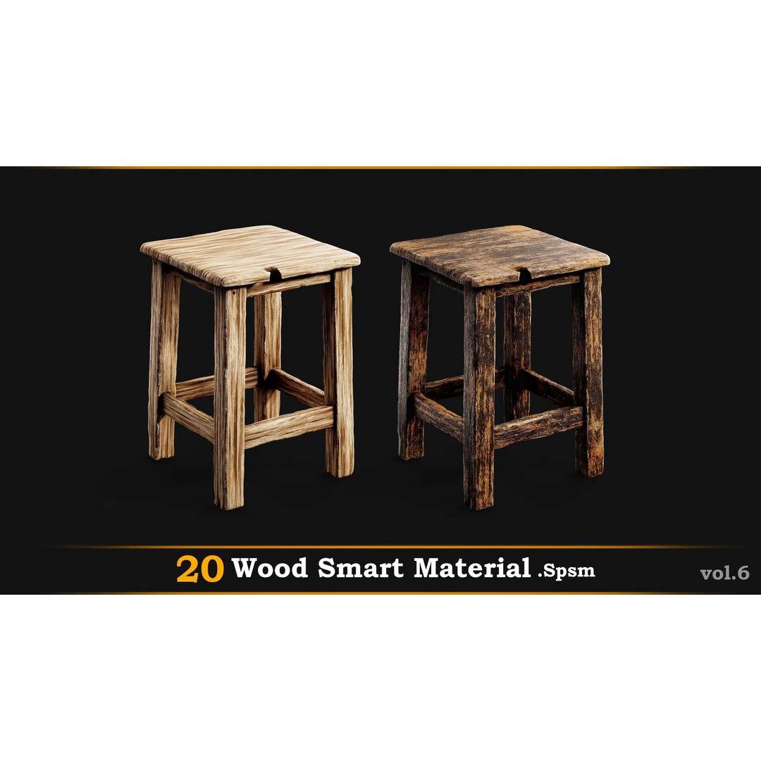 Wood Smart Materials 3D Model – 20 Unique Textures for Games - View 9