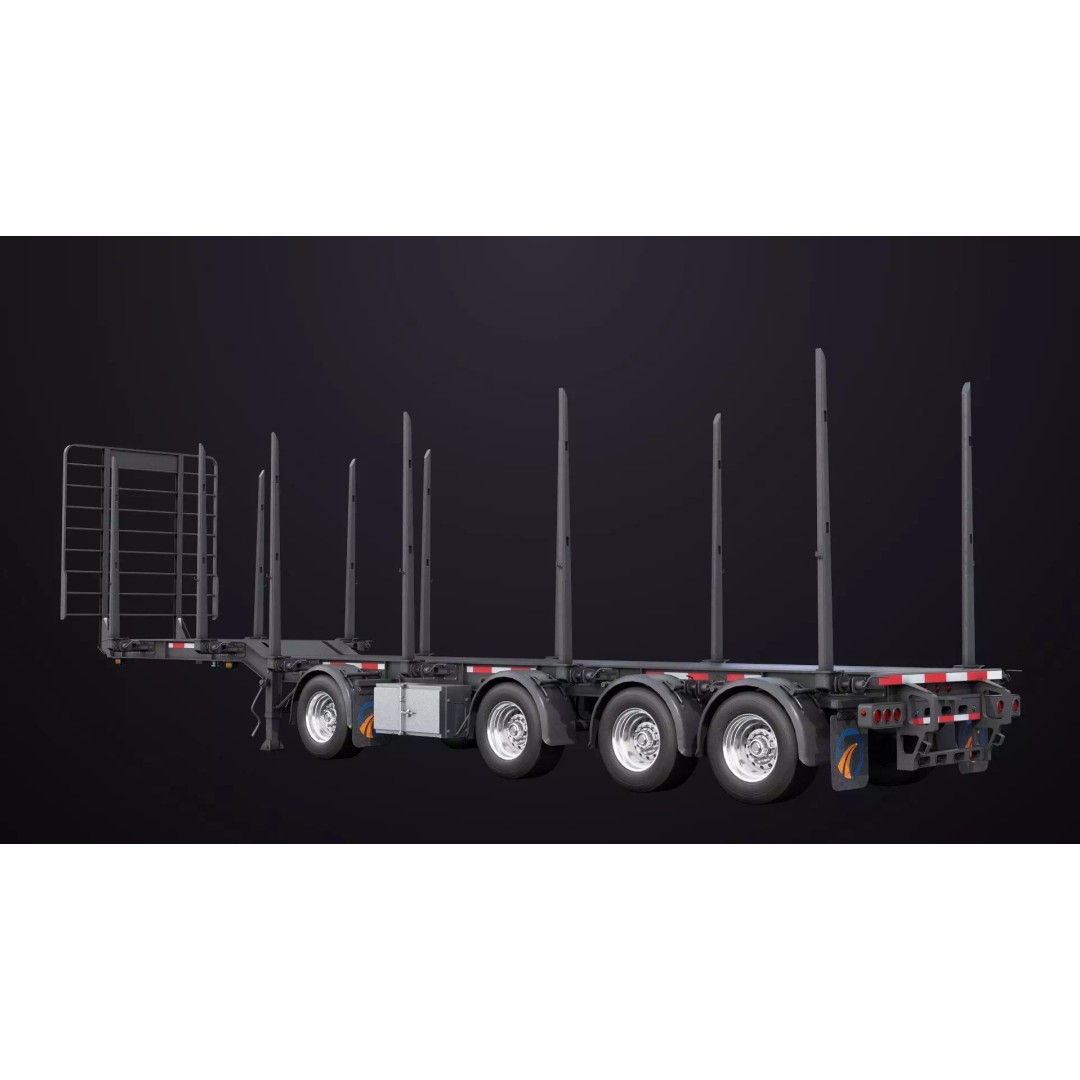 Logging Trailer 3D Model – Low Poly PBR Asset for Games, FBX - View 10