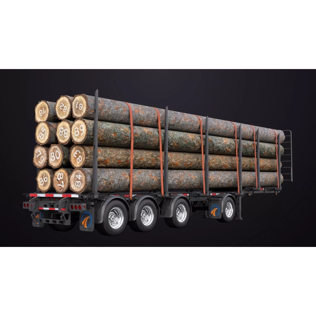 Logging Trailer 3D Model – Low Poly PBR Asset for Games, FBX - View 11