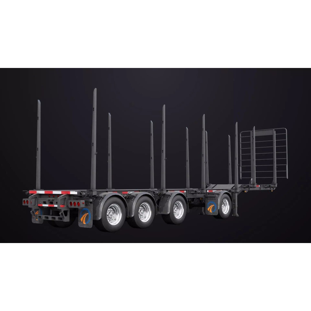 Logging Trailer 3D Model – Low Poly PBR Asset for Games, FBX - View 12