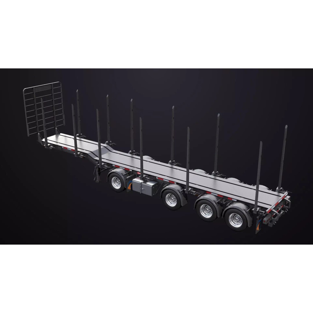 Logging Trailer 3D Model – Low Poly PBR Asset for Games, FBX - View 15