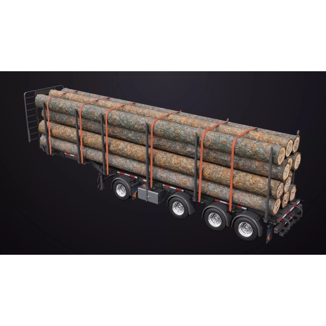 Logging Trailer 3D Model – Low Poly PBR Asset for Games, FBX - View 16