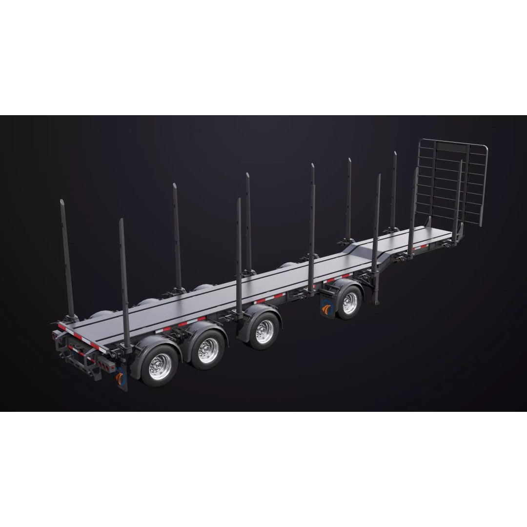 Logging Trailer 3D Model – Low Poly PBR Asset for Games, FBX - View 18