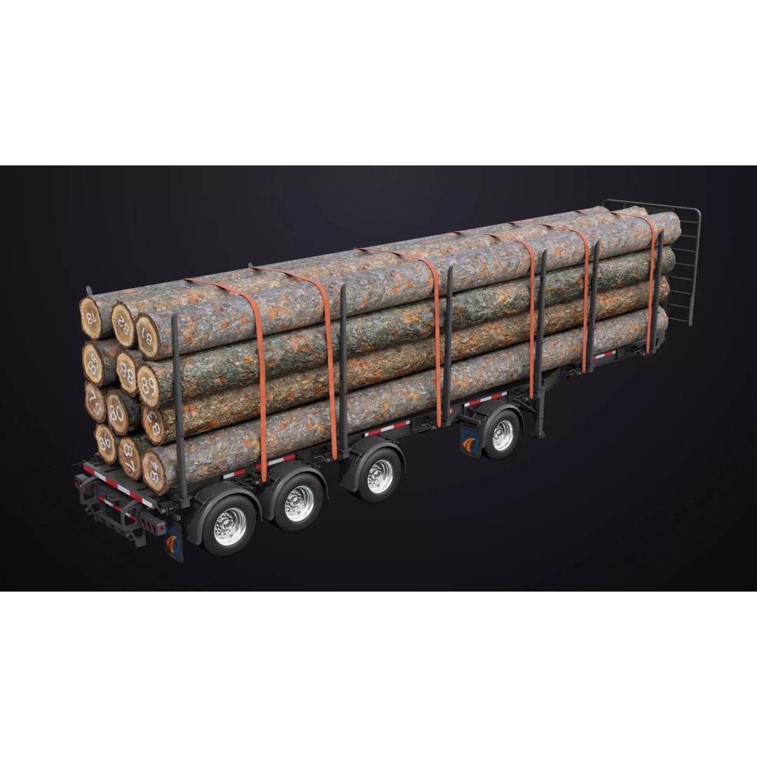 Logging Trailer 3D Model – Low Poly PBR Asset for Games, FBX - View 19