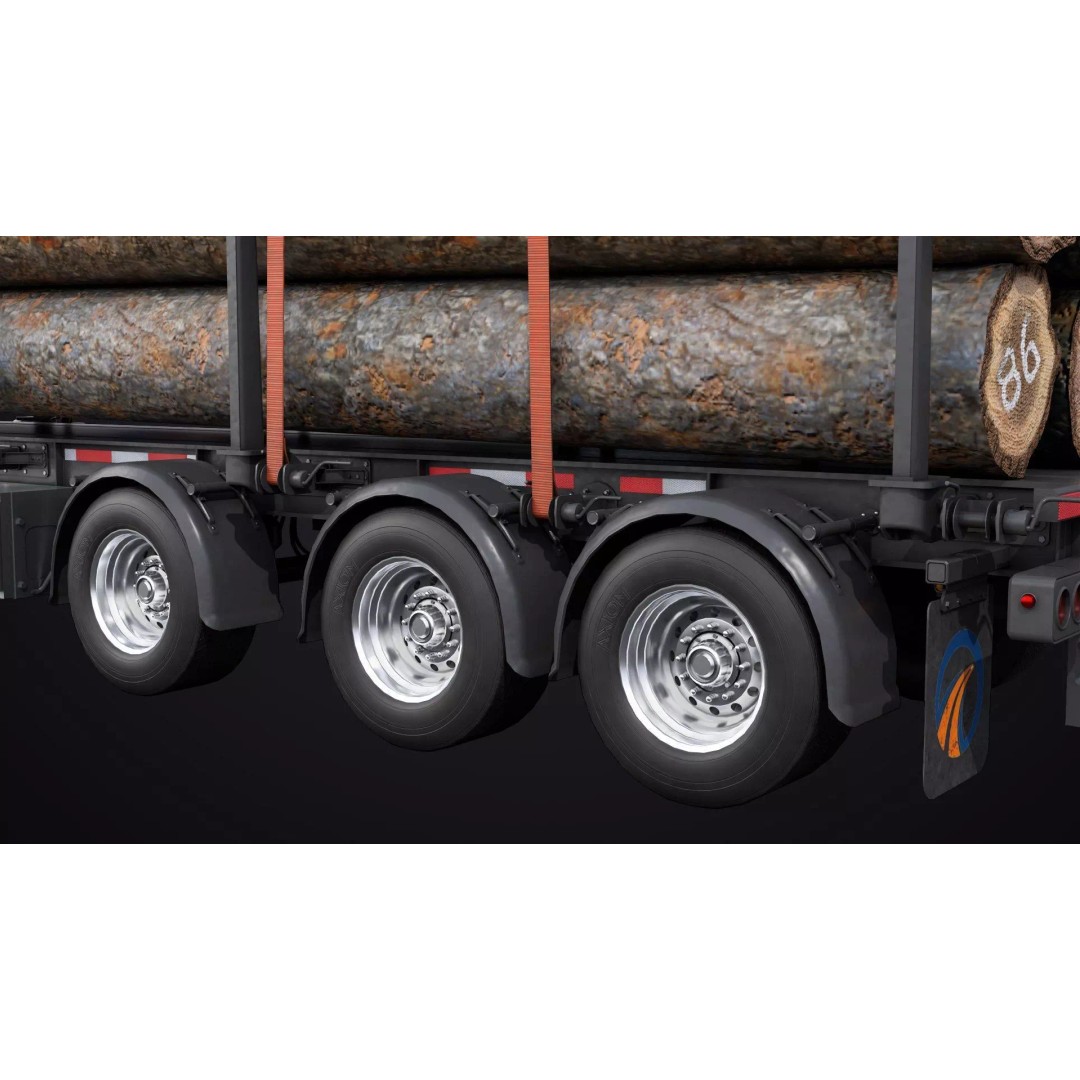 Logging Trailer 3D Model – Low Poly PBR Asset for Games, FBX - View 20