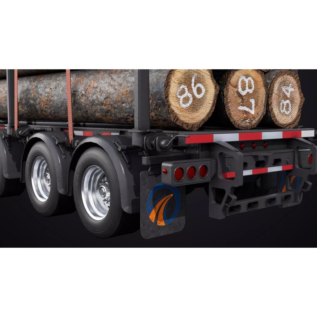 Logging Trailer 3D Model – Low Poly PBR Asset for Games, FBX - View 22