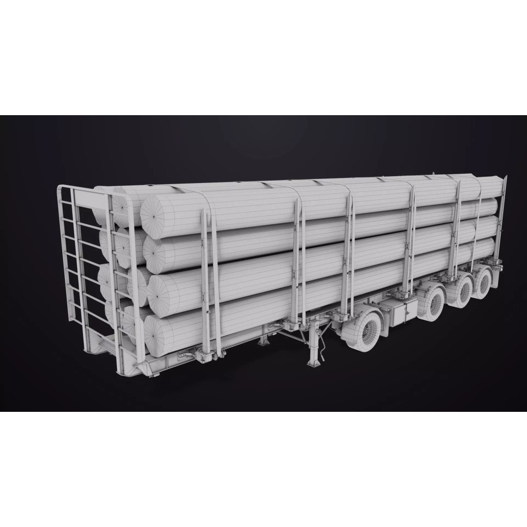 Logging Trailer 3D Model – Low Poly PBR Asset for Games, FBX - View 31