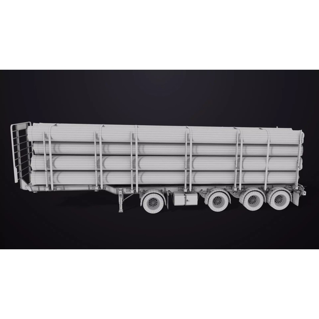 Logging Trailer 3D Model – Low Poly PBR Asset for Games, FBX - View 33