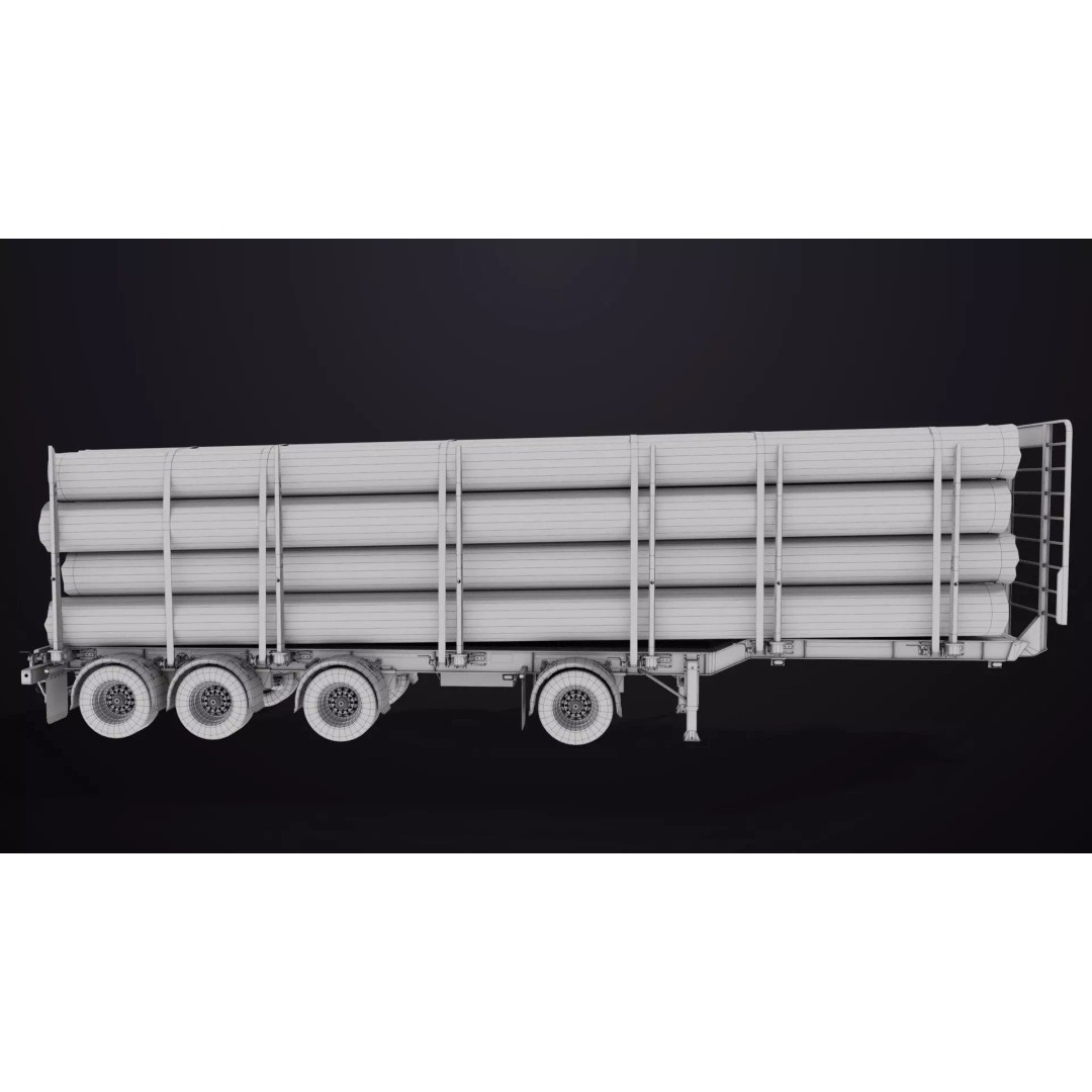 Logging Trailer 3D Model – Low Poly PBR Asset for Games, FBX - View 35