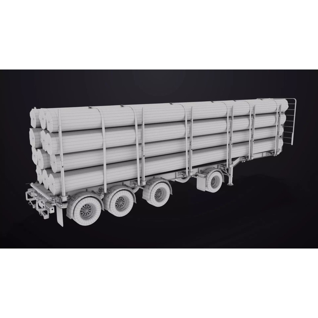 Logging Trailer 3D Model – Low Poly PBR Asset for Games, FBX - View 36
