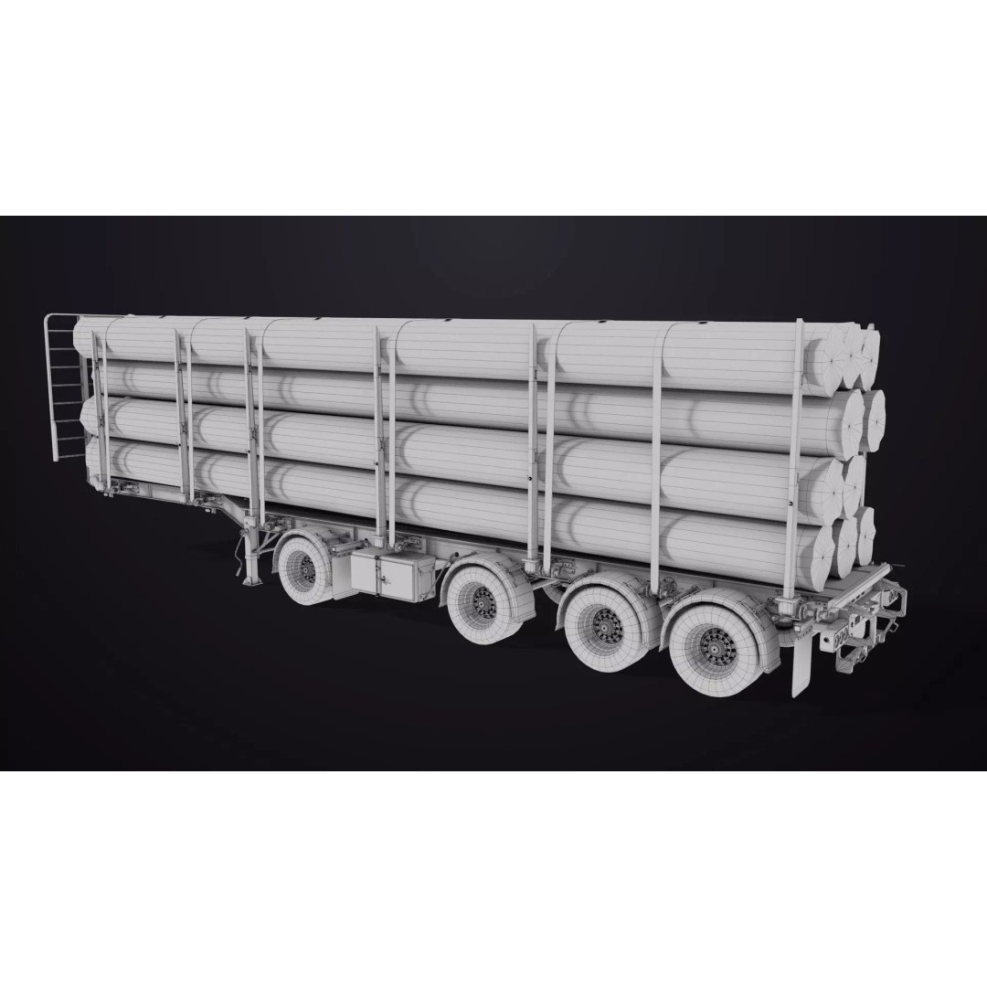 Logging Trailer 3D Model – Low Poly PBR Asset for Games, FBX - View 37