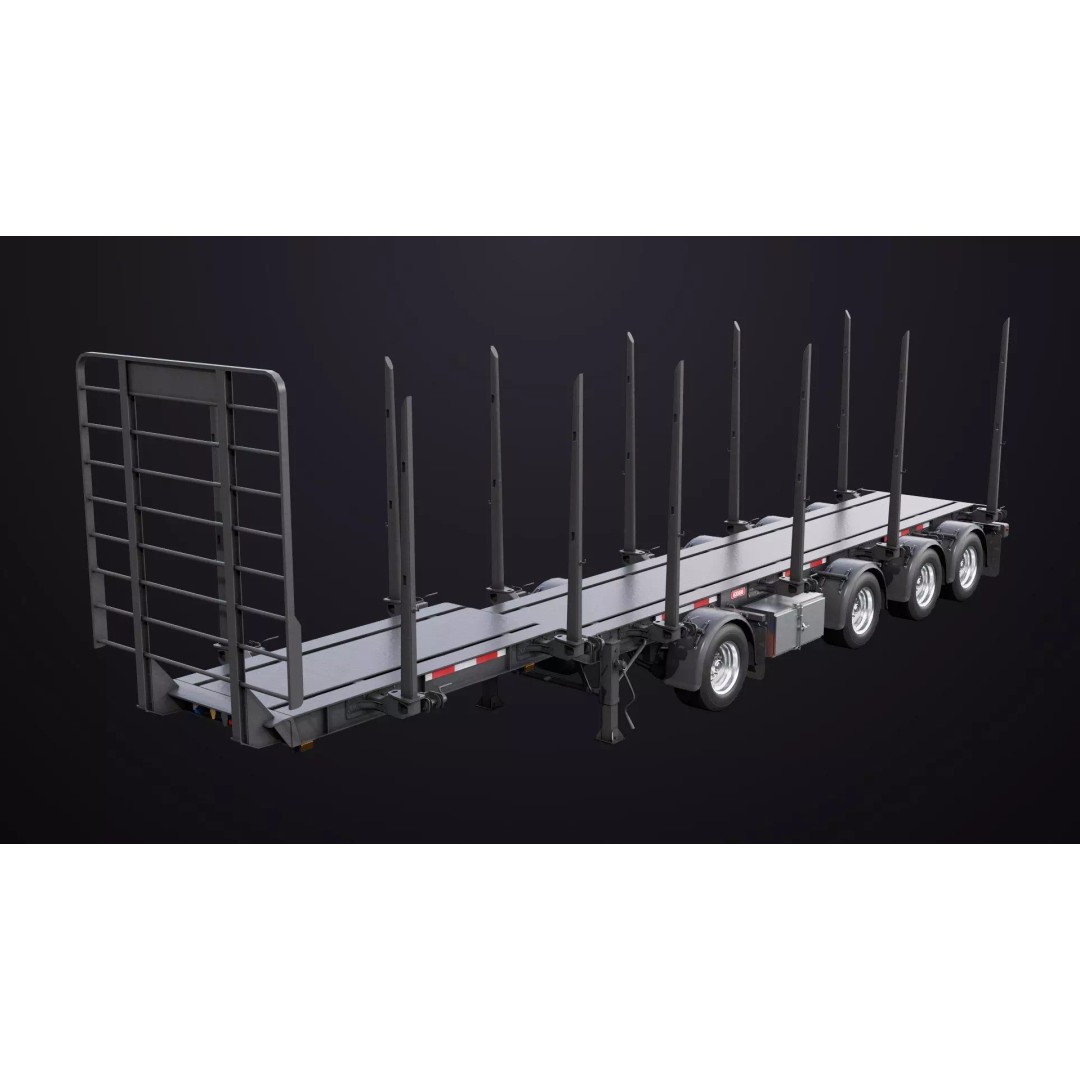 Logging Trailer 3D Model – Low Poly PBR Asset for Games, FBX - View 4