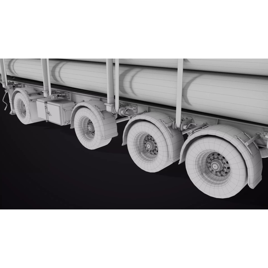Logging Trailer 3D Model – Low Poly PBR Asset for Games, FBX - View 42