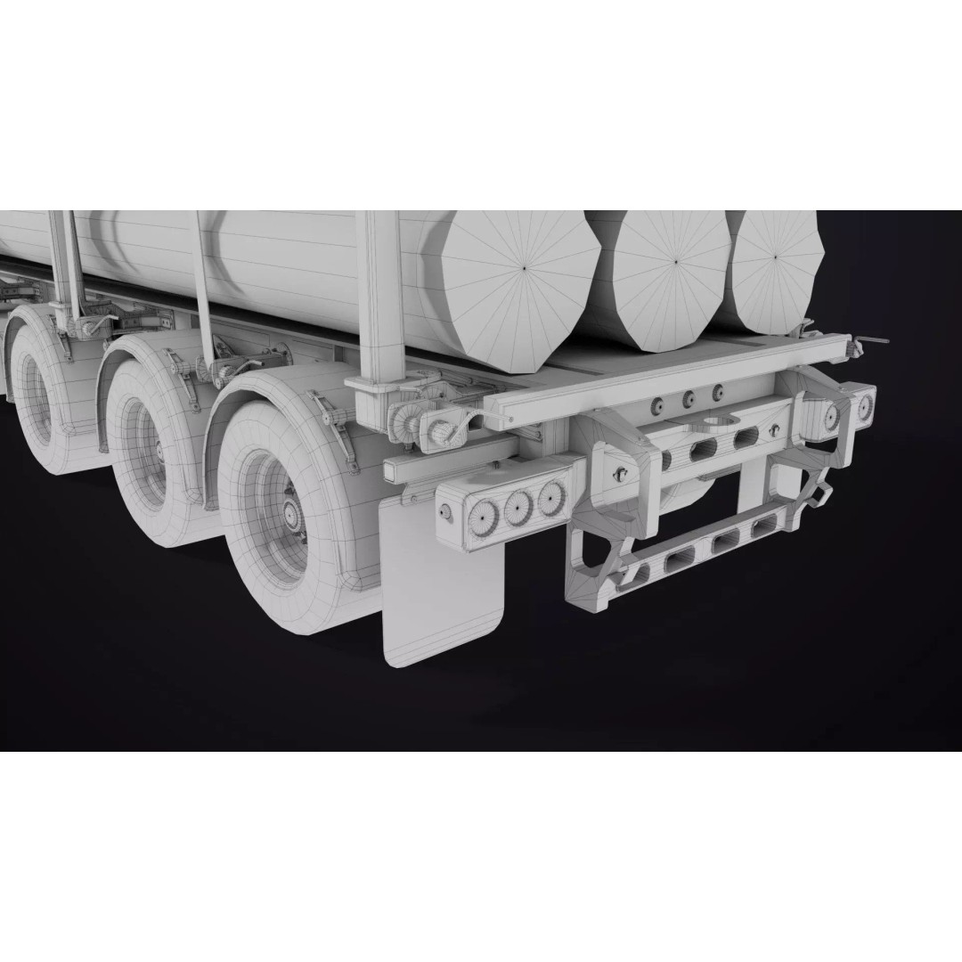 Logging Trailer 3D Model – Low Poly PBR Asset for Games, FBX - View 46