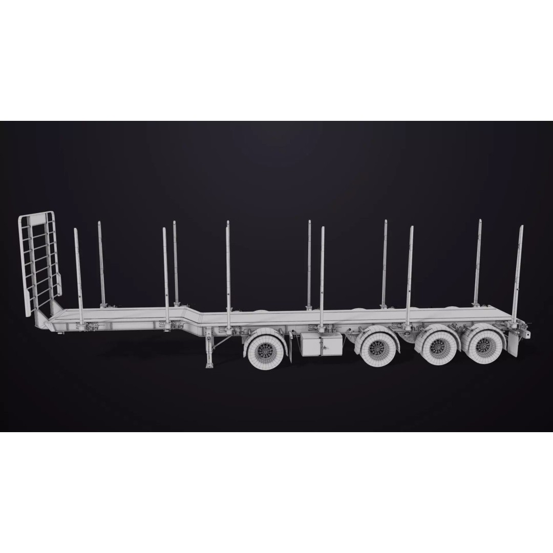 Logging Trailer 3D Model – Low Poly PBR Asset for Games, FBX - View 48
