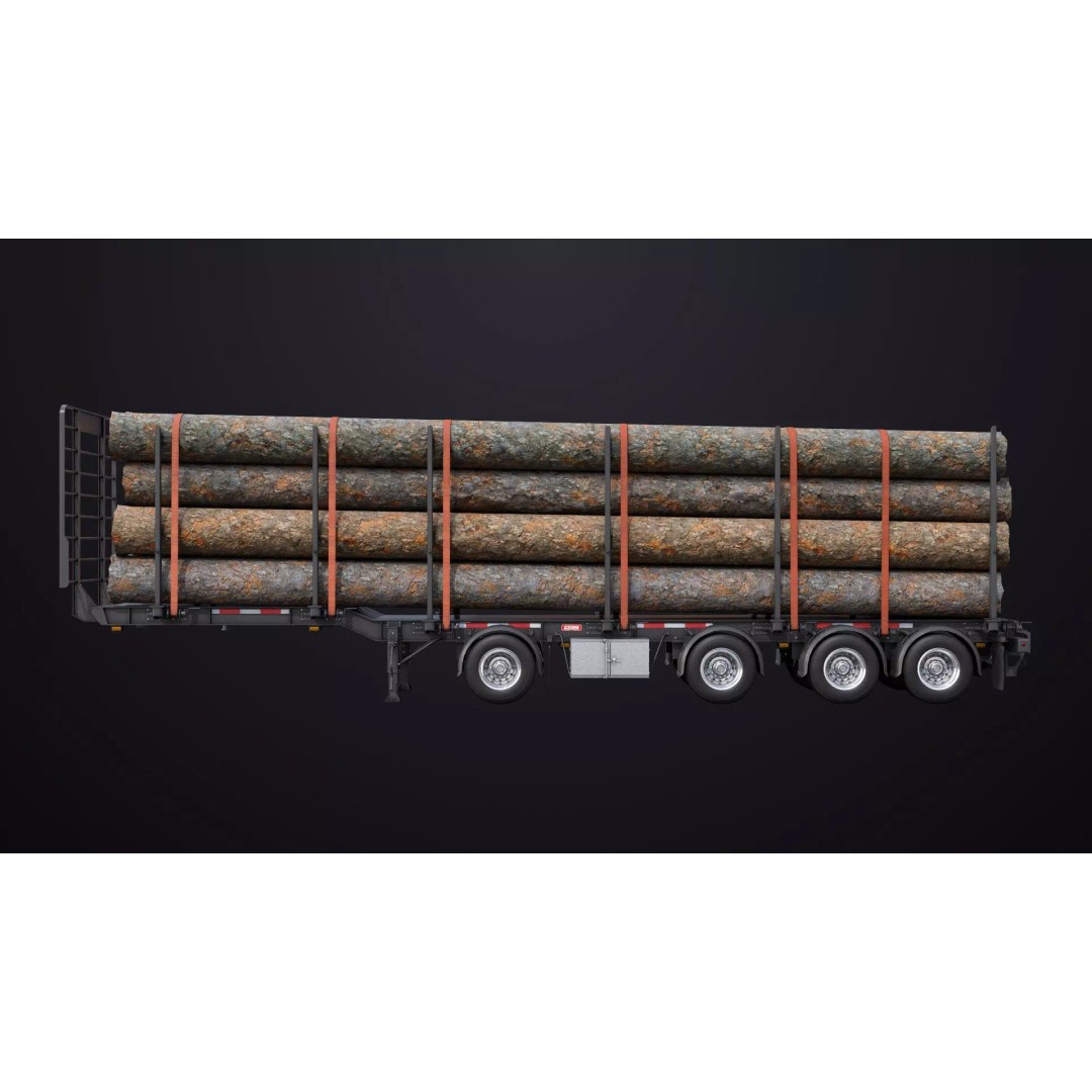 Logging Trailer 3D Model – Low Poly PBR Asset for Games, FBX - View 5