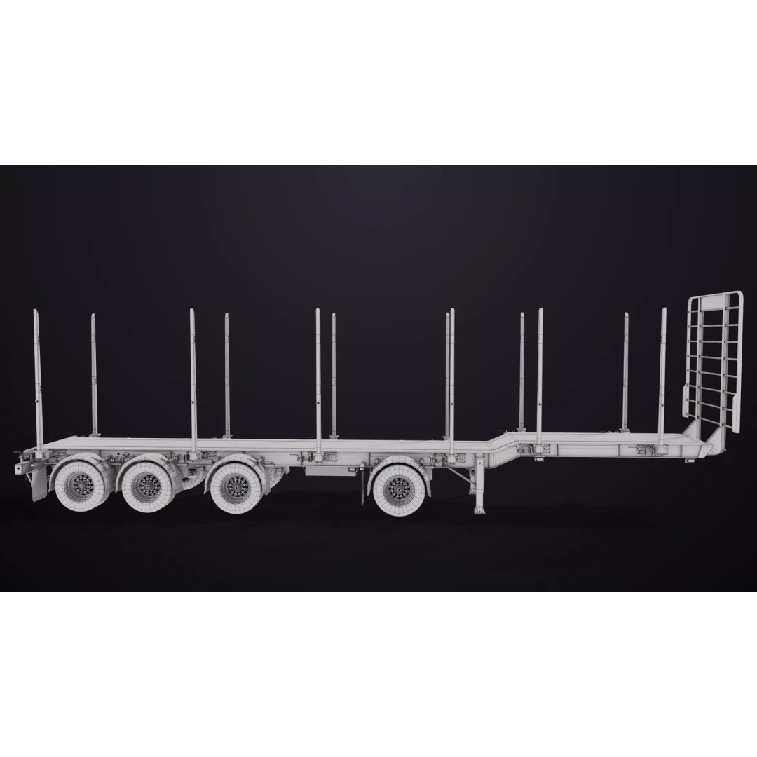 Logging Trailer 3D Model – Low Poly PBR Asset for Games, FBX - View 51