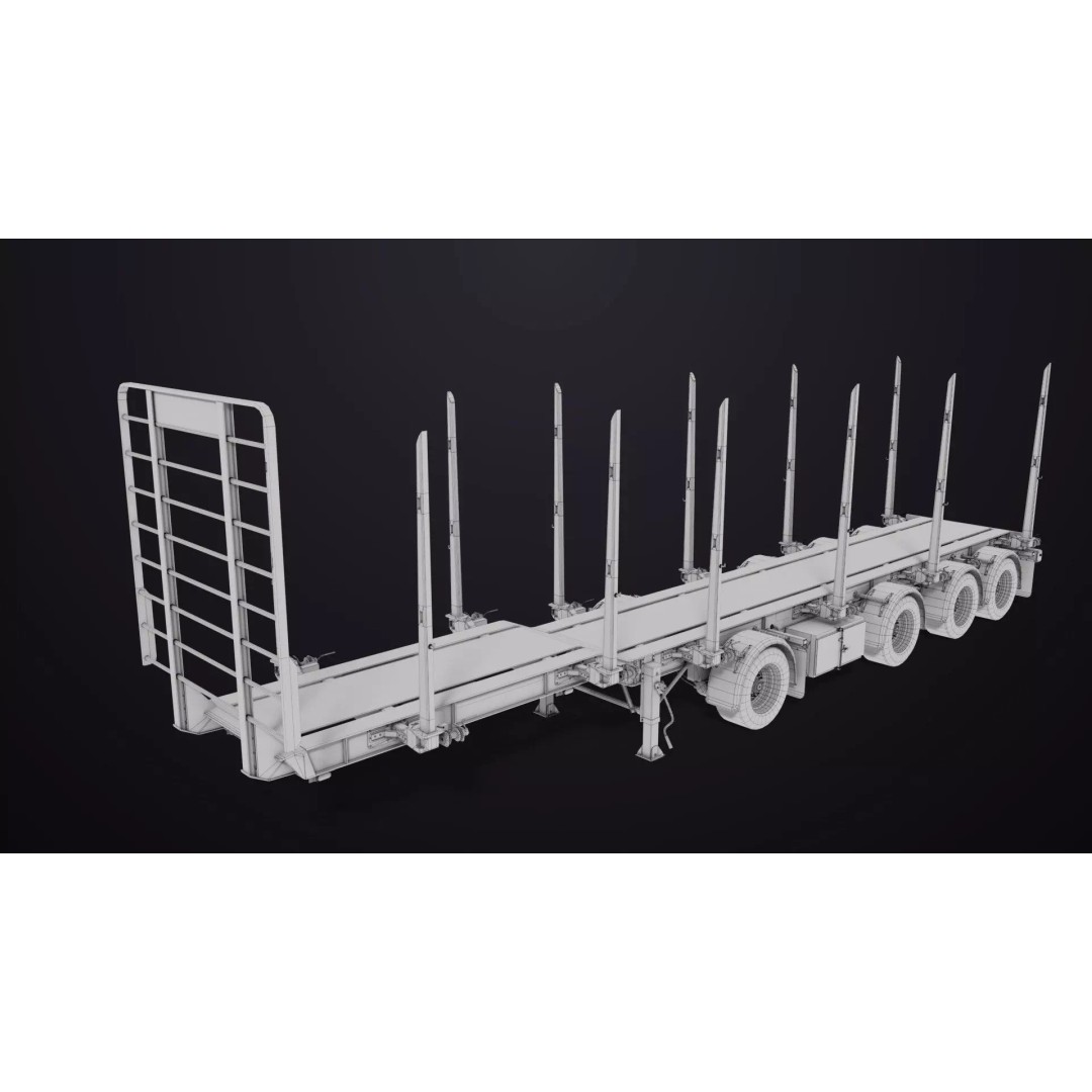 Logging Trailer 3D Model – Low Poly PBR Asset for Games, FBX - View 52